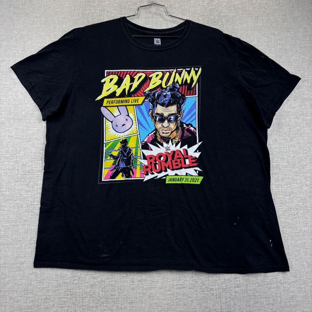 WWE Bad Bunny Royal Rumble 2021 Graphic T-Shirt Black XXL